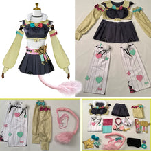 Load image into Gallery viewer, Collage of a Genshin Varesa costume set with various accessories on a white background