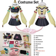 Load image into Gallery viewer, Genshin Varesa Kawaii Fantasy Cosplay costume with detailed accessories on a mannequin, showing close-ups of decorative elements.