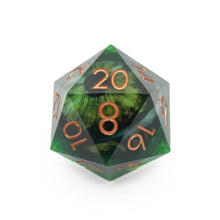 Load image into Gallery viewer, Green Slaadi's Eye - Giant D20 Moving Eye DnD Dice | Acrylic RPG Gaming Dice