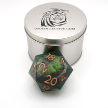 Load image into Gallery viewer, Green Slaadi's Eye - Giant D20 Moving Eye DnD Dice | Acrylic RPG Gaming Dice
