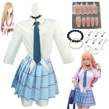 Load image into Gallery viewer, Mannequin wearing a school uniform with accessories and a small figure of a girl in the same outfit.