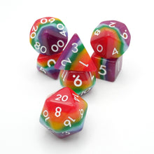 Load image into Gallery viewer, Rainbow Redux - 7 Piece DnD Dice Set | Acrylic RPG Gaming Dice