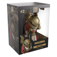 Load image into Gallery viewer, Boxed vinyl figure of Malenia with gold helmet and armor, featuring 'You Tooz' branding.
