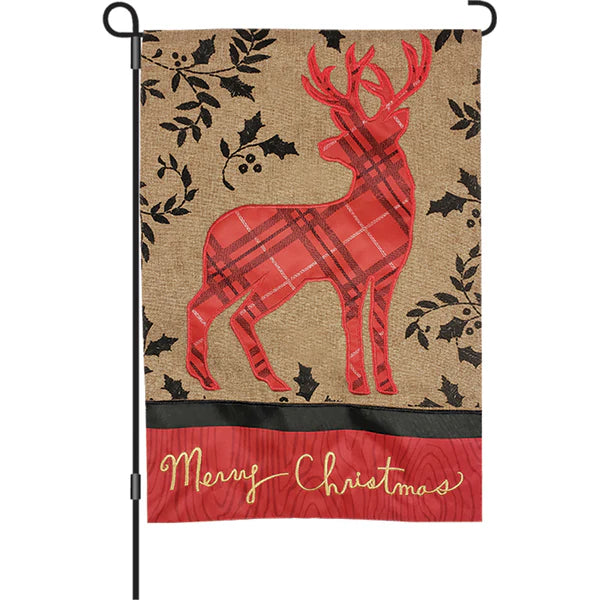 Rustic Holiday Deer 12 Inch Flag