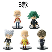 Load image into Gallery viewer, 6Pcs One Punch Man Chibi Anime Figures, Saitama Genos Garou Bang Tatsumaki Mumen Rider Metal Knight, OPM Collection Set

