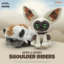 Load image into Gallery viewer, Two plush toys, Appa and Momo, from Avatar: The Last Airbender on a beige background with Nickelodeon logo.
