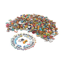 Load image into Gallery viewer, Around the World in 80 Drinks 1000 Piece Circular Jigsaw Puzzle Professor Puzzle
