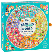 Load image into Gallery viewer, Around the World in 80 Drinks 1000 Piece Circular Jigsaw Puzzle Professor Puzzle
