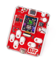 Load image into Gallery viewer, Red electronic game console with buttons and a display on a white background
