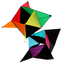 Load image into Gallery viewer, Wind n Sun Rotobox Kite Colorful geometric kite with multiple triangles on a white background
