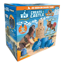 Load image into Gallery viewer, Box of 'Create a Castle' sand and snow Mold play set with promotional text on a white background
