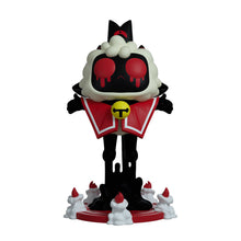 Load image into Gallery viewer, Posessed Lamb Youtooz figurine with a black hat, red eyes, and a white beard on a white background

