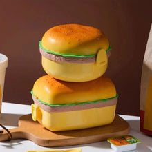 Load image into Gallery viewer, Cute Kawaii Double-Tier Burger Bento Box for Kids, Microwave Safe Fun and Functional Lunchware
