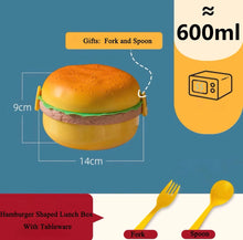 Load image into Gallery viewer, Cute Kawaii Double-Tier Burger Bento Box for Kids, Microwave Safe Fun and Functional Lunchware
