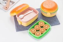 Load image into Gallery viewer, Cute Kawaii Double-Tier Burger Bento Box for Kids, Microwave Safe Fun and Functional Lunchware
