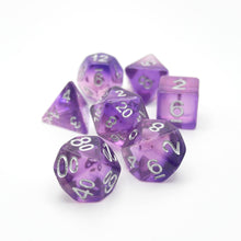 Load image into Gallery viewer, Dancing Lavender - 7 Piece DnD Dice Set | Acrylic RPG Gaming Dice
