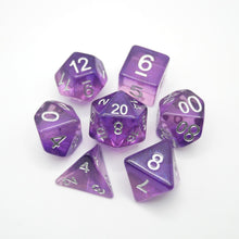 Load image into Gallery viewer, Dancing Lavender - 7 Piece DnD Dice Set | Acrylic RPG Gaming Dice
