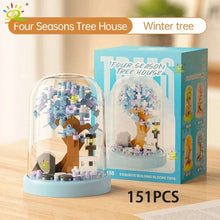 Load image into Gallery viewer, Four Seasons Mini Tree House with Display Box Model Mini Figurines Building Block Puzzles
