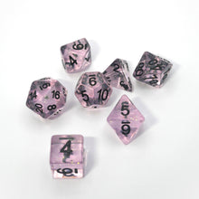 Load image into Gallery viewer, Frozen Blossom - 7 Piece DnD Dice Set | Acrylic RPG Gaming Dice
