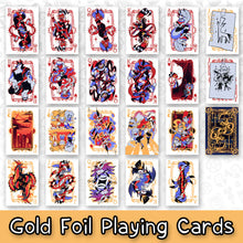 Load image into Gallery viewer, HELLUVA BOSS Gold foil playing cards with various designs on a white background

