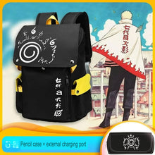 Load image into Gallery viewer, Naruto Anime Backpack, Includes Pencil Case and External Charging Port, Uzumaki Akatsuki School Students Schoolbag Leisure Computer Bag
