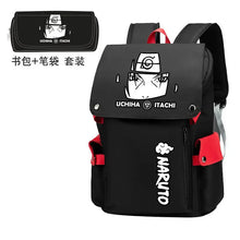 Load image into Gallery viewer, Naruto Anime Backpack, Includes Pencil Case and External Charging Port, Uzumaki Akatsuki School Students Schoolbag Leisure Computer Bag
