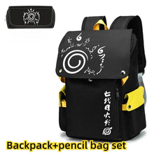 Load image into Gallery viewer, Naruto Anime Backpack, Includes Pencil Case and External Charging Port, Uzumaki Akatsuki School Students Schoolbag Leisure Computer Bag
