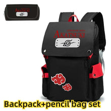 Load image into Gallery viewer, Naruto Anime Backpack, Includes Pencil Case and External Charging Port, Uzumaki Akatsuki School Students Schoolbag Leisure Computer Bag
