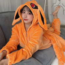 Load image into Gallery viewer, Naruto Shippuden Kurama Kyuubi Fox Cosplay Costume Kigurumi Adult Unisex Anime Pajamas Flannel Jumpsuit Sleepwear Onesies
