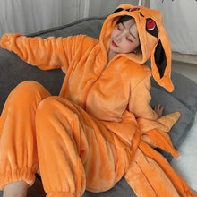 Load image into Gallery viewer, Naruto Shippuden Kurama Kyuubi Fox Cosplay Costume Kigurumi Adult Unisex Anime Pajamas Flannel Jumpsuit Sleepwear Onesies
