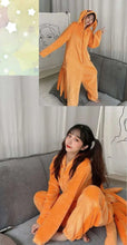 Load image into Gallery viewer, Naruto Shippuden Kurama Kyuubi Fox Cosplay Costume Kigurumi Adult Unisex Anime Pajamas Flannel Jumpsuit Sleepwear Onesies
