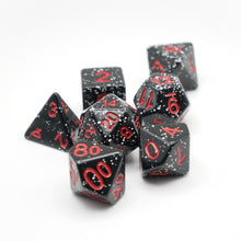 Load image into Gallery viewer, Obsidian Malphite - 7 Piece DnD Dice Set | Acrylic RPG Gaming Dice
