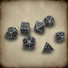Load image into Gallery viewer, Ancient Call "Elder Scroll" - 7 Piece DnD Dice Set | Metal RPG Gaming Dice
