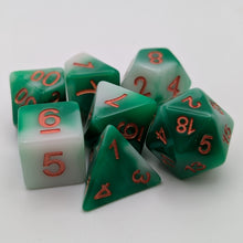 Load image into Gallery viewer, Pine Needles - 7 Piece DnD Dice Set | Acrylic RPG Gaming Dice
