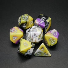 Load image into Gallery viewer, Panic Abstraction - 7 Piece DnD Dice Set | Acrylic RPG Gaming Dice

