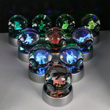 Load image into Gallery viewer, Pokemon 3D Crystal Ball Pikachu Gengar Eevee Mewtwo Anime Pokeball with Led Night Light Base
