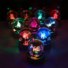Load image into Gallery viewer, Pokemon 3D Crystal Ball Pikachu Gengar Eevee Mewtwo Anime Pokeball with Led Night Light Base
