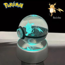 Load image into Gallery viewer, Pokemon 3D Crystal Ball Pikachu Gengar Eevee Mewtwo Anime Pokeball with Led Night Light Base
