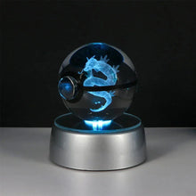 Load image into Gallery viewer, Pokemon 3D Crystal Ball Pikachu Gengar Eevee Mewtwo Anime Pokeball with Led Night Light Base
