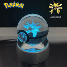 Load image into Gallery viewer, Pokemon 3D Crystal Ball Pikachu Gengar Eevee Mewtwo Anime Pokeball with Led Night Light Base
