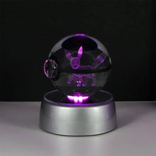 Load image into Gallery viewer, Pokemon 3D Crystal Ball Pikachu Gengar Eevee Mewtwo Anime Pokeball with Led Night Light Base
