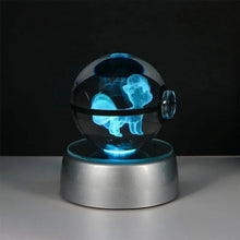 Load image into Gallery viewer, Pokemon 3D Crystal Ball Pikachu Gengar Eevee Mewtwo Anime Pokeball with Led Night Light Base
