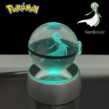 Load image into Gallery viewer, Pokemon 3D Crystal Ball Pikachu Gengar Eevee Mewtwo Anime Pokeball with Led Night Light Base
