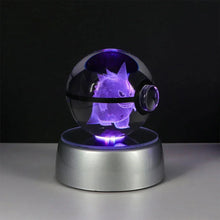 Load image into Gallery viewer, Pokemon 3D Crystal Ball Pikachu Gengar Eevee Mewtwo Anime Pokeball with Led Night Light Base
