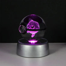 Load image into Gallery viewer, Pokemon 3D Crystal Ball Pikachu Gengar Eevee Mewtwo Anime Pokeball with Led Night Light Base
