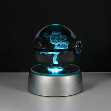 Load image into Gallery viewer, Pokemon 3D Crystal Ball Pikachu Gengar Eevee Mewtwo Anime Pokeball with Led Night Light Base
