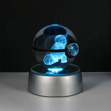 Load image into Gallery viewer, Pokemon 3D Crystal Ball Pikachu Gengar Eevee Mewtwo Anime Pokeball with Led Night Light Base
