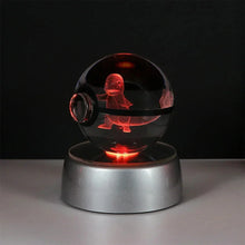 Load image into Gallery viewer, Pokemon 3D Crystal Ball Pikachu Gengar Eevee Mewtwo Anime Pokeball with Led Night Light Base
