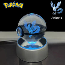 Load image into Gallery viewer, Pokemon 3D Crystal Ball Pikachu Gengar Eevee Mewtwo Anime Pokeball with Led Night Light Base
