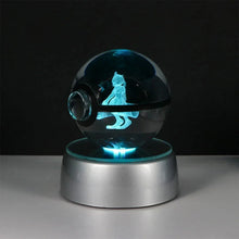 Load image into Gallery viewer, Pokemon 3D Crystal Ball Pikachu Gengar Eevee Mewtwo Anime Pokeball with Led Night Light Base
